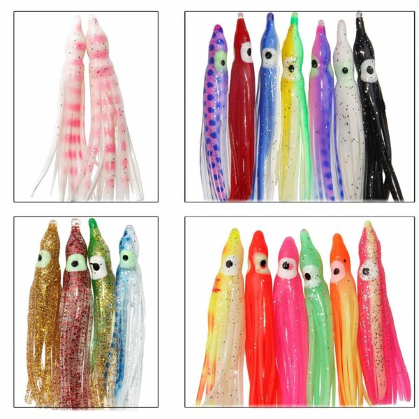 60Pcs Octopus Squid Skirt Lures Bait Saltwater Fishing Soft Lure 2inch-4.72inch