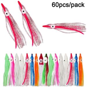 60Pcs Octopus Squid Skirt Lures Bait Saltwater Fishing Soft Lure 2inch-4.72inch