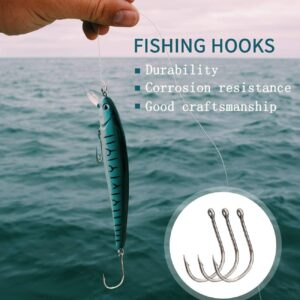Fish Hooks Fishing Black Silver Sharpened Hooks 100pcs