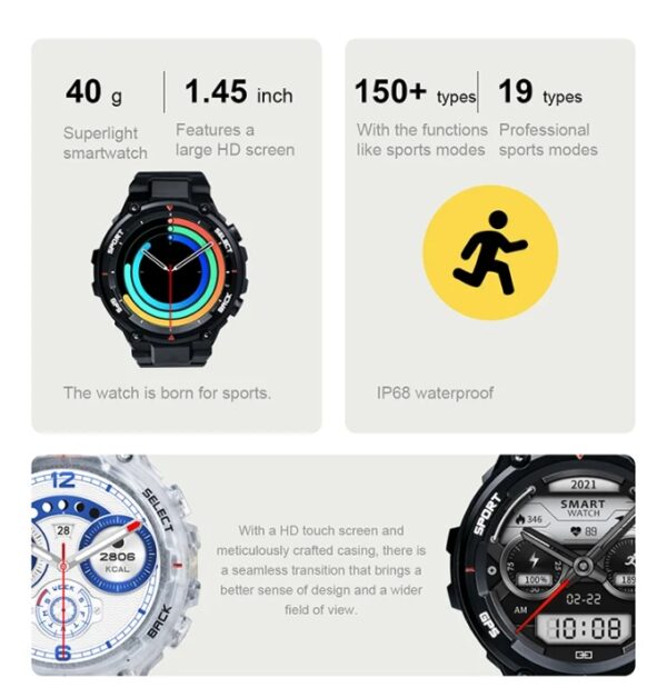 Outdoor Waterproof IP68 Smartwatch Sport DT5 For men and Women