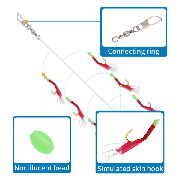 6 Hooks Luminous Bionic Fish Skin SABIKI Hook Set